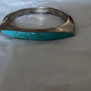 Turquoise bangle Bracelet Mexico 925 accessory rare sterling silver vintage